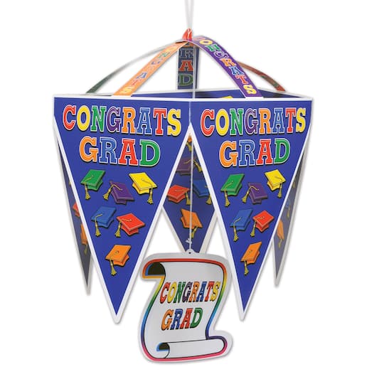 Beistle 17.5" Multicolor Congrats Grad Pennant Chandeliers, 3ct.